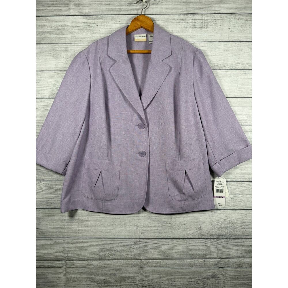 Alfred Dunner Woman 22W Lilac 3/4 Sleeve Blazer Jacket NWT Plus Size 4076